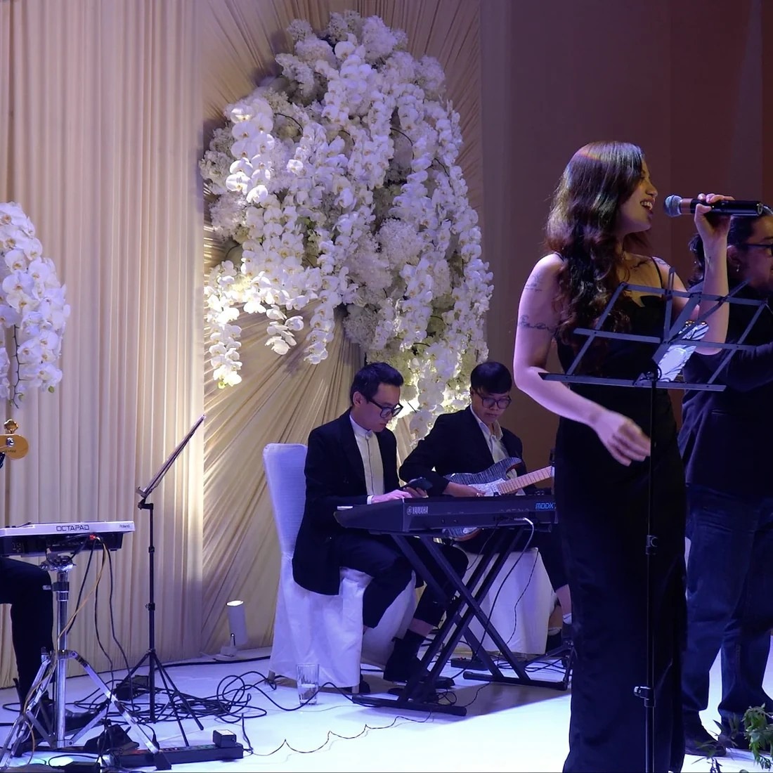 A string ensemble accompanying an elegant wedding processional