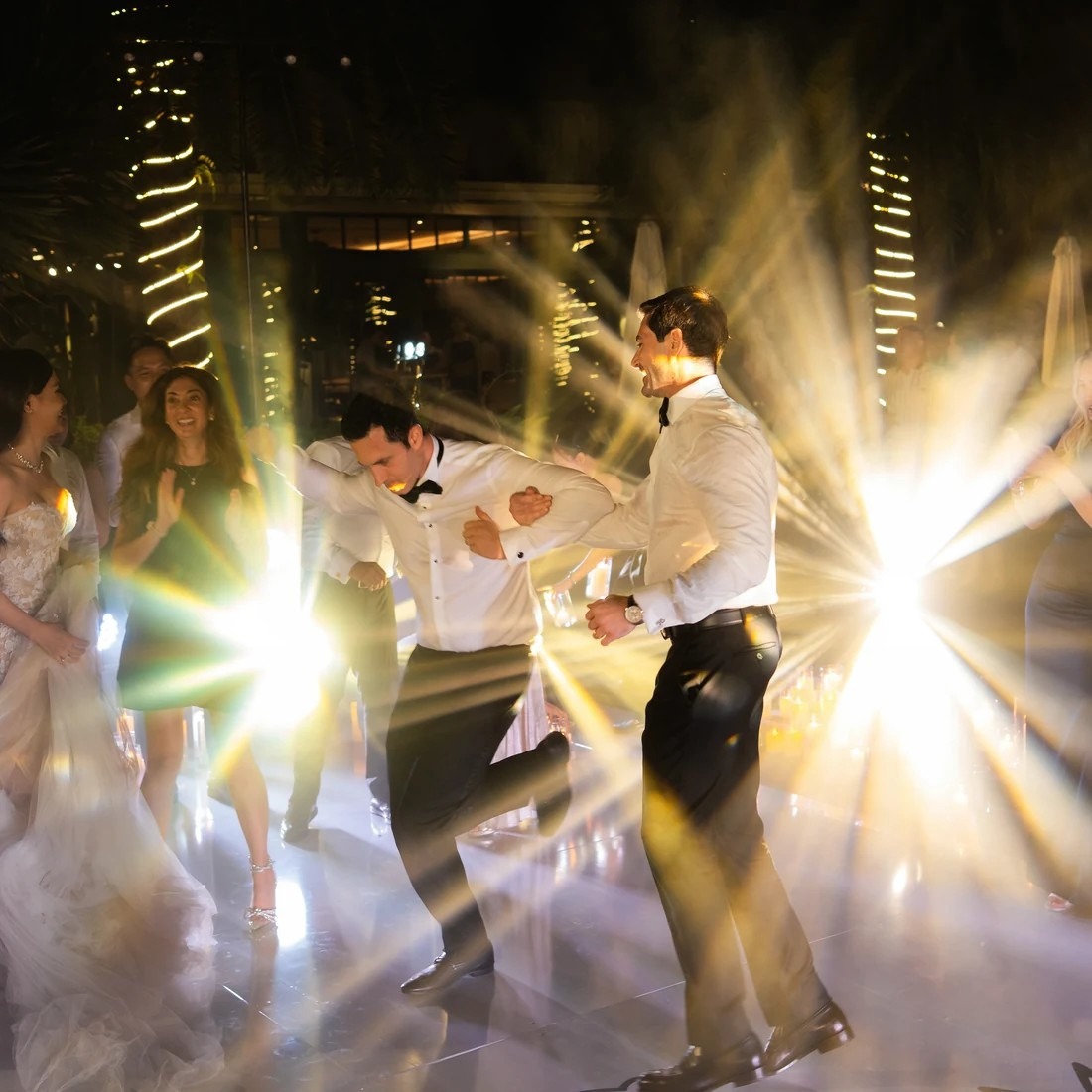 A live band guiding wedding guests from dinner into the after-party