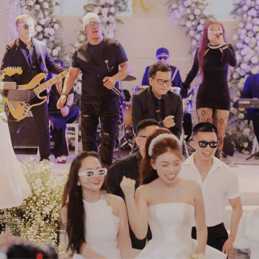Lux Band performing as the couple and guests move into the wedding after-party