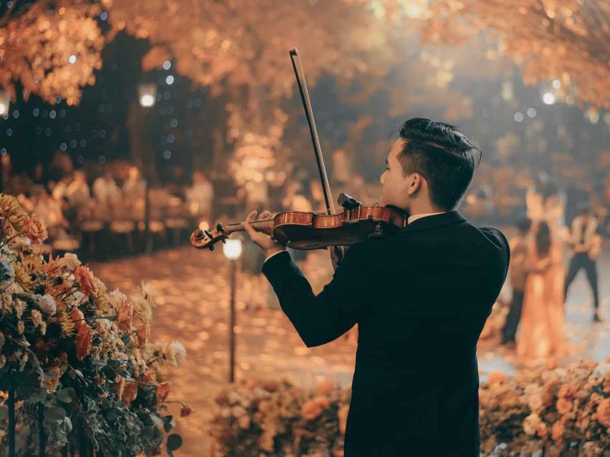 Live wedding band performing with professional sound production in Vietnam